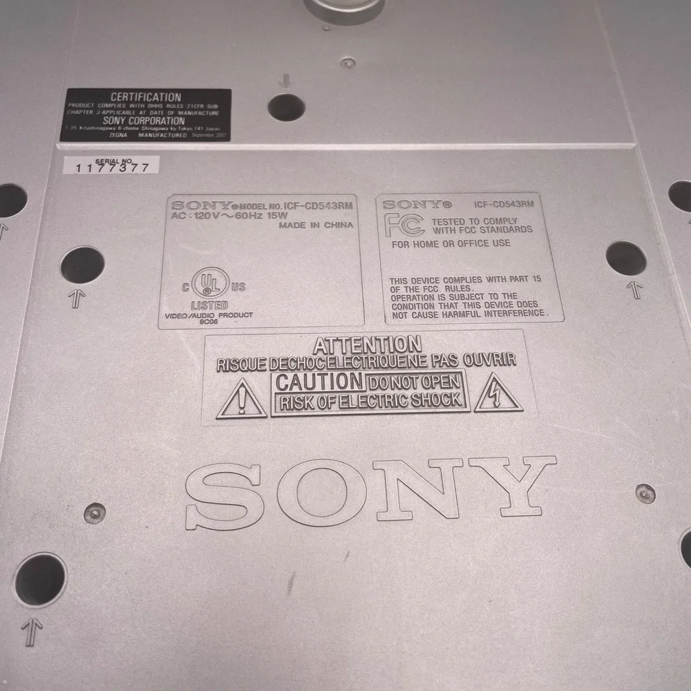 Sony ICF-CD543RM Under Cabinet CD Clock Radio Mega Bass Silver FM AM Weather